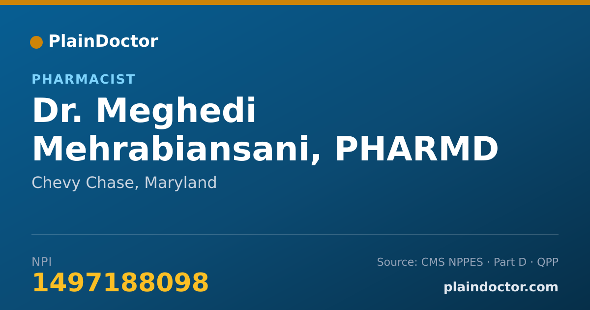 Shareable card for Meghedi Mehrabiansani, PHARMD - Pharmacist, Chevy Chase, MD
