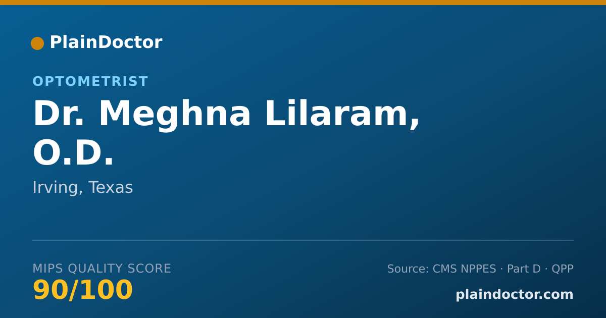 Shareable card for Meghna Lilaram, O.D. - Optometrist, Irving, TX