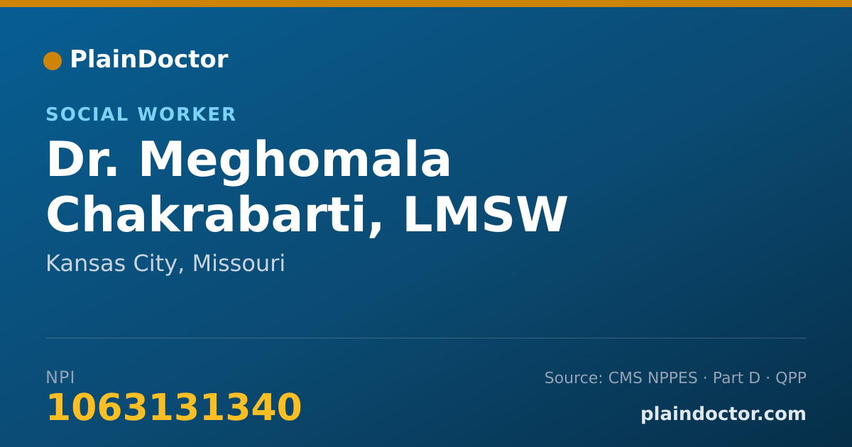 Shareable card for Meghomala Chakrabarti, LMSW - Social Worker, Kansas City, MO