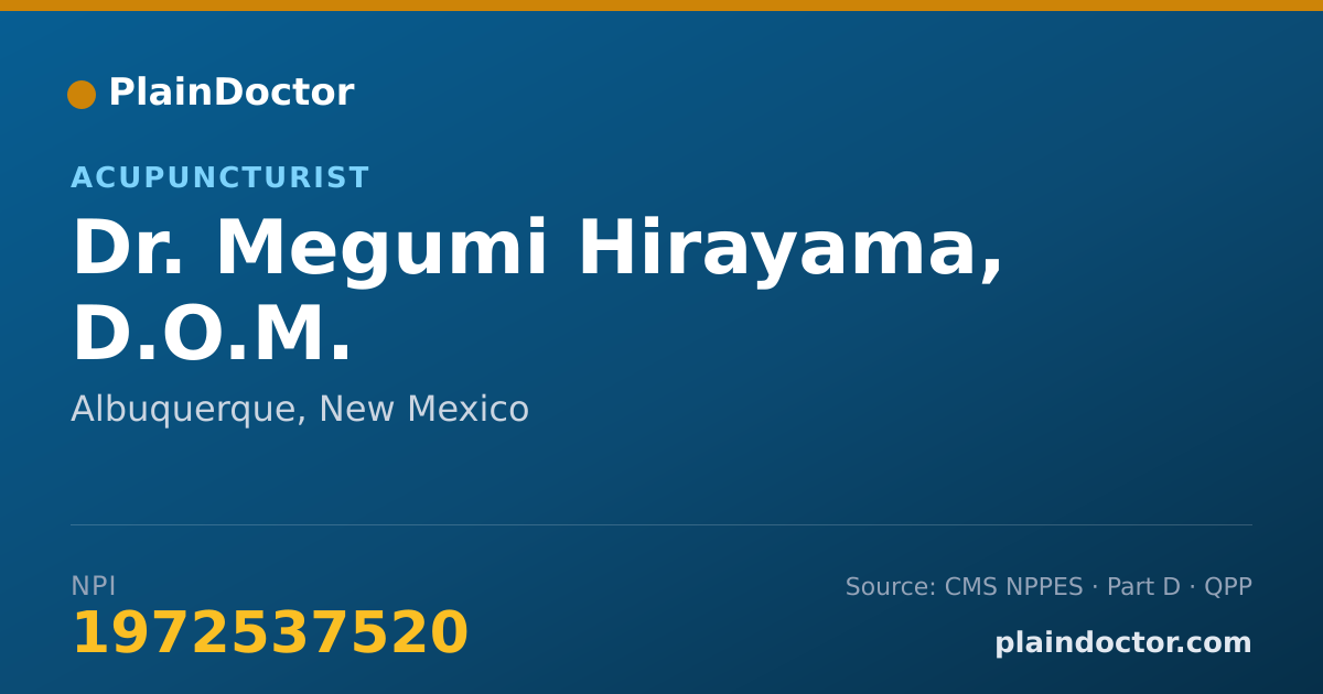 Shareable card for Megumi Hirayama, D.O.M. - Acupuncturist, Albuquerque, NM