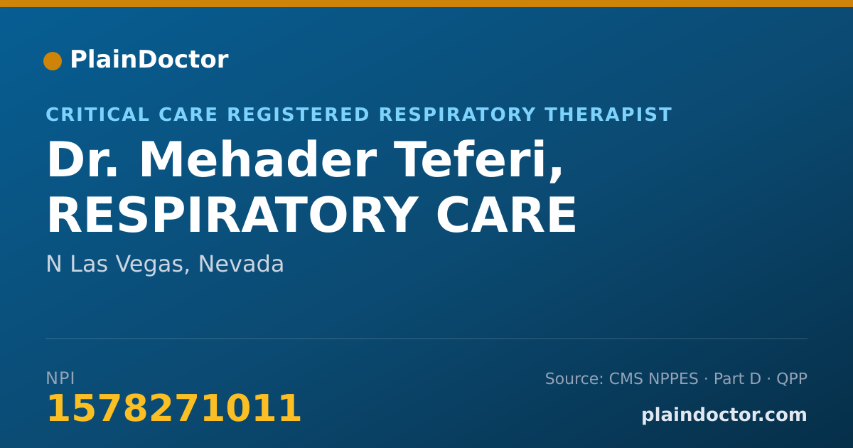Shareable card for Mehader Teferi, RESPIRATORY CARE - Critical Care Registered Respiratory Therapist, N Las Vegas, NV