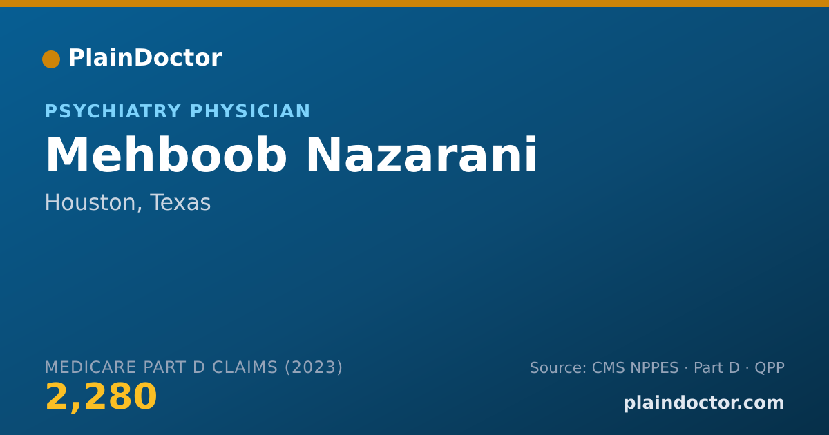 Shareable card for Mehboob Nazarani - Psychiatry Physician, Houston, TX