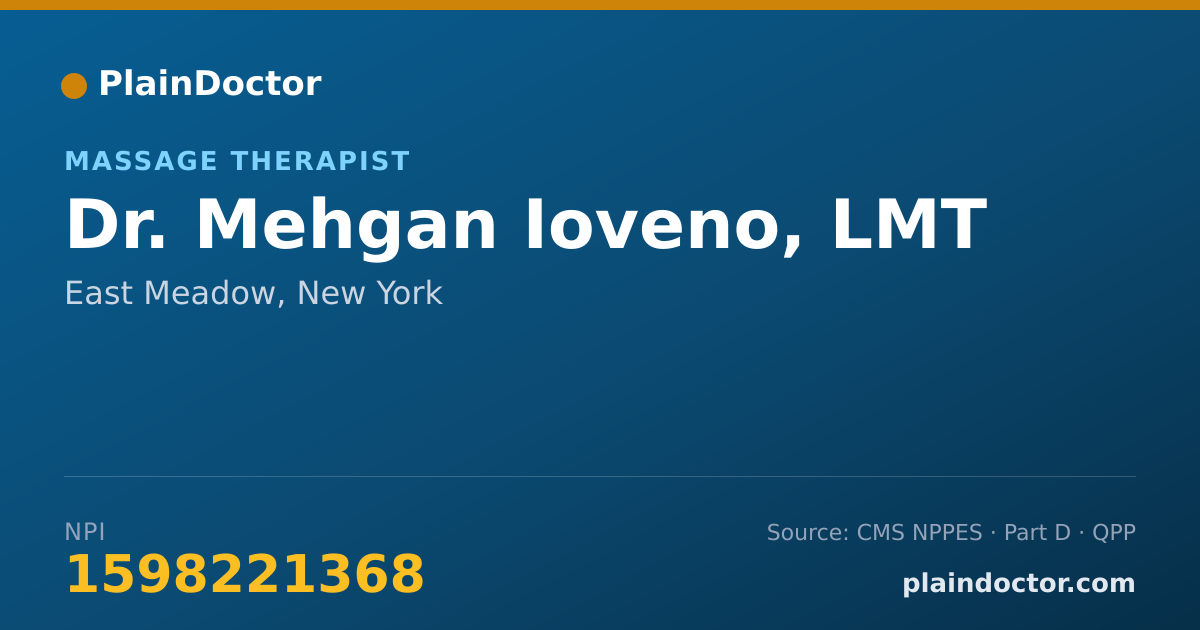 Shareable card for Mehgan Ioveno, LMT - Massage Therapist, East Meadow, NY