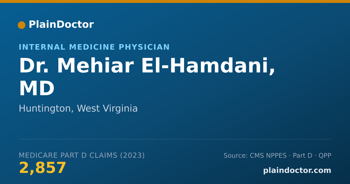 Shareable card for Mehiar El-Hamdani, MD - Internal Medicine Physician, Huntington, WV
