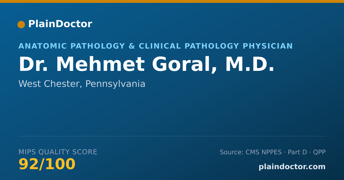 Shareable card for Mehmet Goral, M.D. - Anatomic Pathology & Clinical Pathology Physician, West Chester, PA