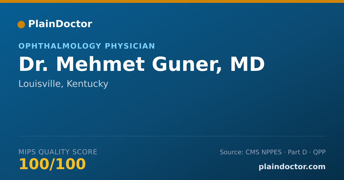 Shareable card for Mehmet Guner, MD - Ophthalmology Physician, Louisville, KY