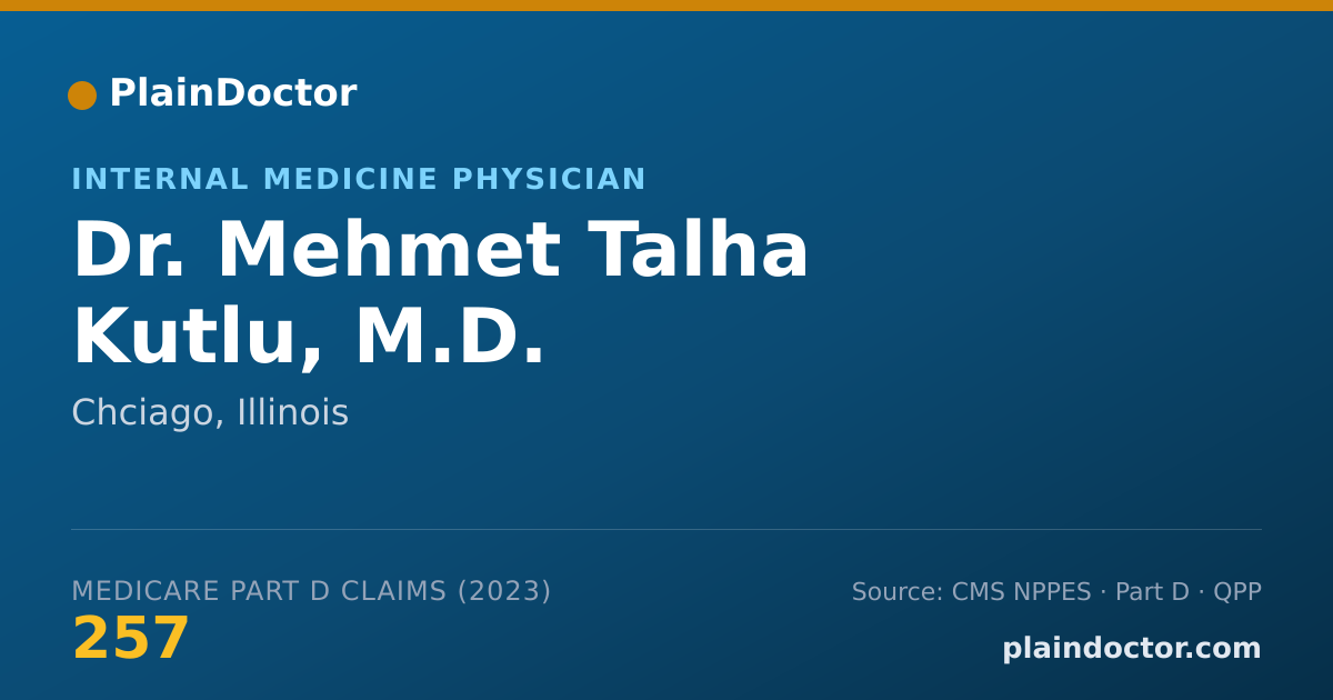 Shareable card for Mehmet Talha Kutlu, M.D. - Internal Medicine Physician, Chciago, IL