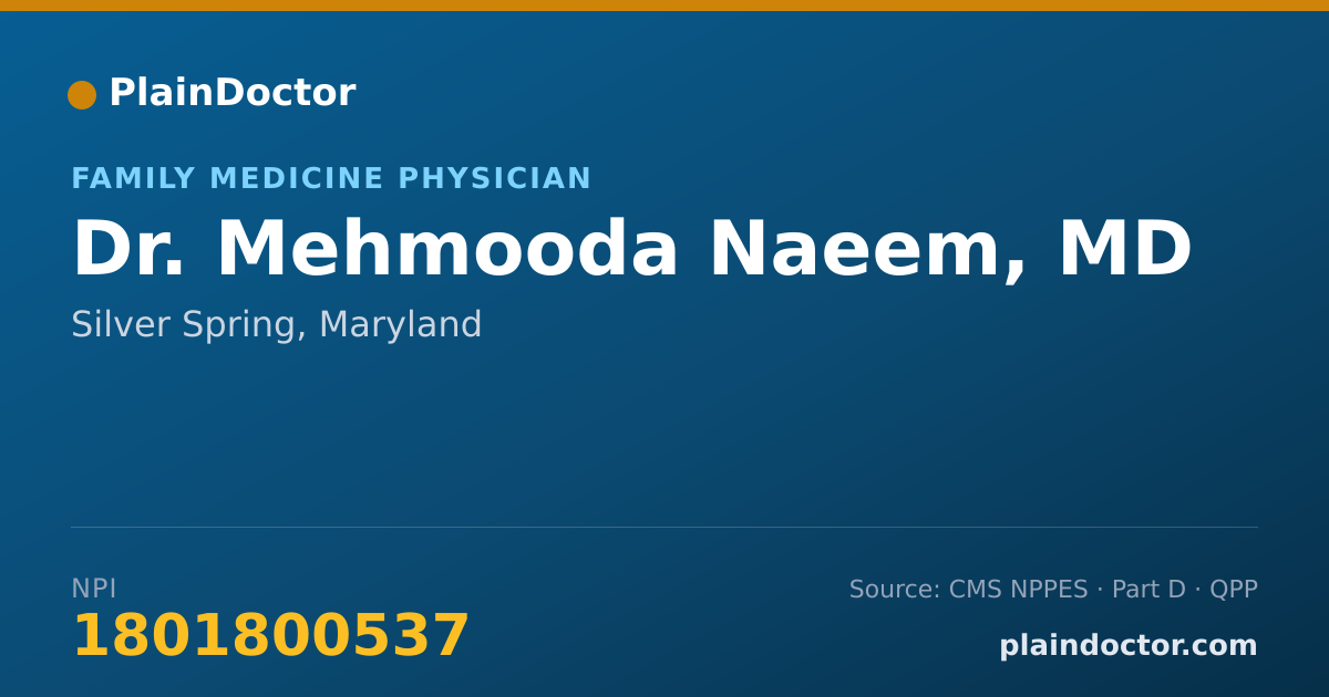 Shareable card for Mehmooda Naeem, MD - Family Medicine Physician, Silver Spring, MD