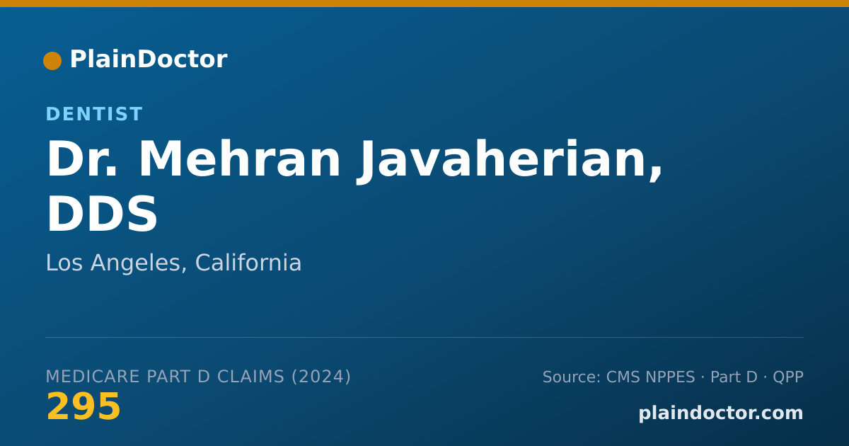 Shareable card for Mehran Javaherian, DDS - Dentist, Los Angeles, CA