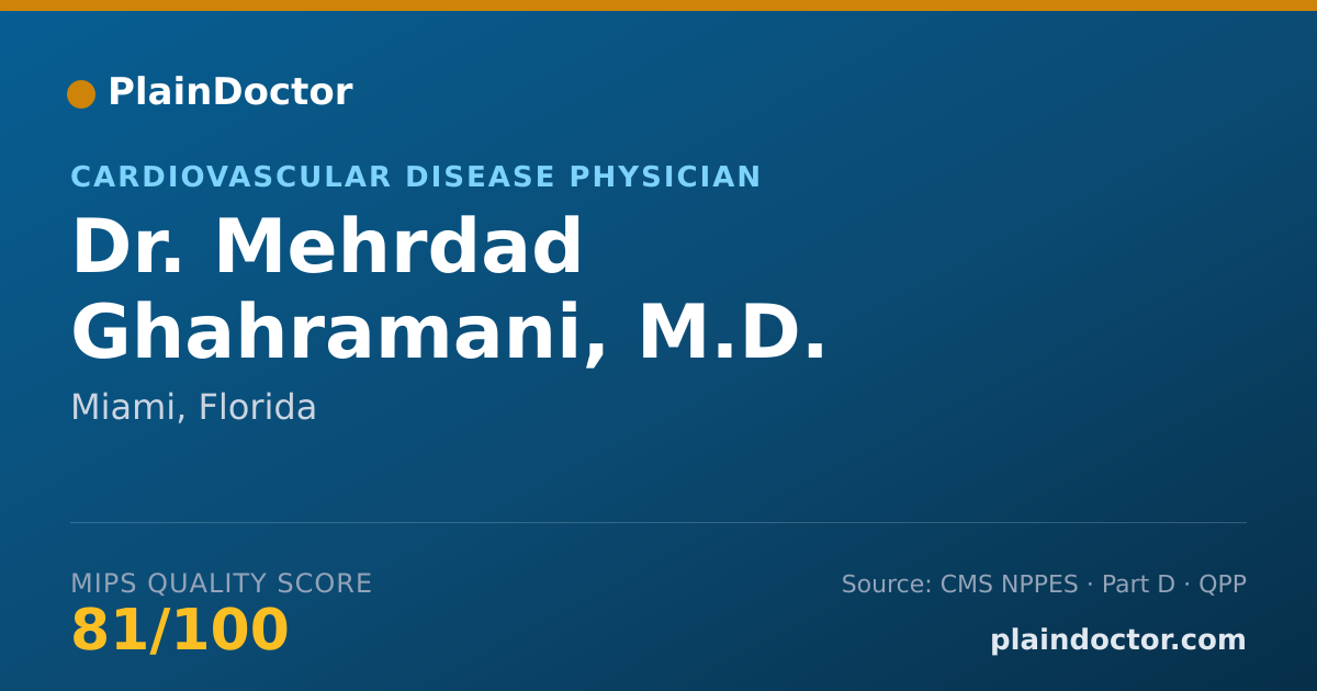 Shareable card for Mehrdad Ghahramani, M.D. - Cardiovascular Disease Physician, Miami, FL