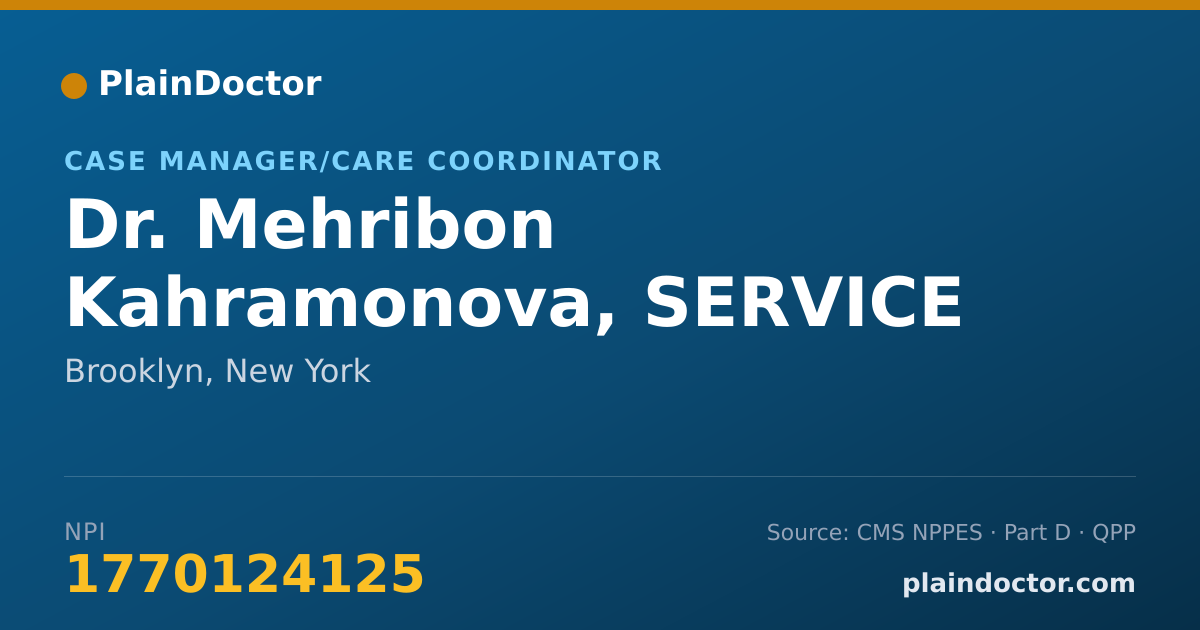 Shareable card for Mehribon Kahramonova, SERVICE COORDINATOR - Case Manager/Care Coordinator, Brooklyn, NY