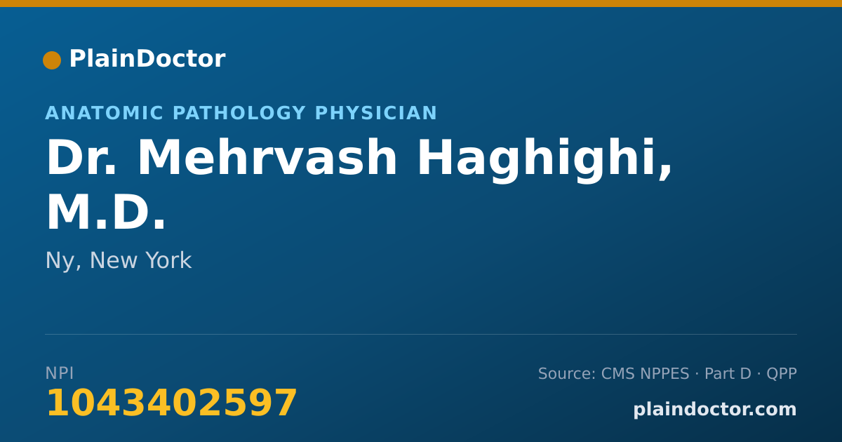 Shareable card for Mehrvash Haghighi, M.D. - Anatomic Pathology Physician, Ny, NY