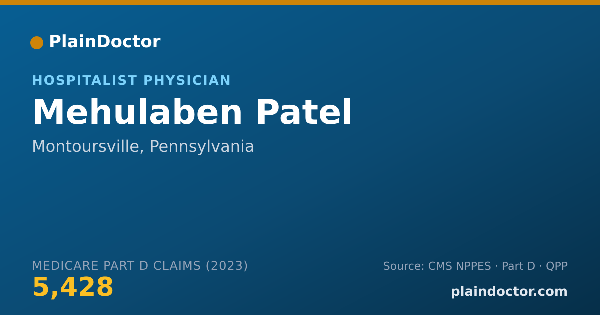 Shareable card for Mehulaben Patel - Hospitalist Physician, Montoursville, PA
