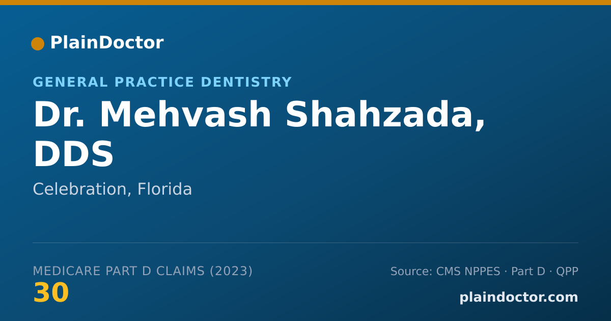 Shareable card for Mehvash Shahzada, DDS - General Practice Dentistry, Celebration, FL