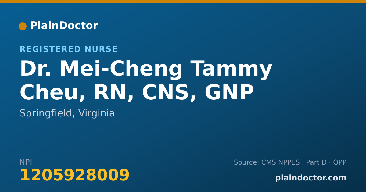 Shareable card for Mei-Cheng Tammy Cheu, RN, CNS, GNP - Registered Nurse, Springfield, VA