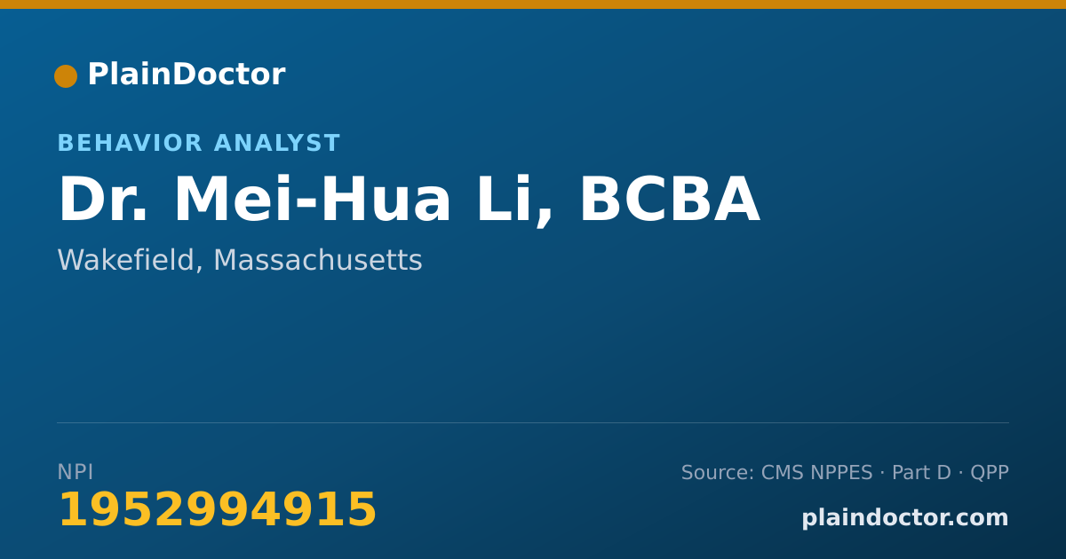 Shareable card for Mei-Hua Li, BCBA - Behavior Analyst, Wakefield, MA