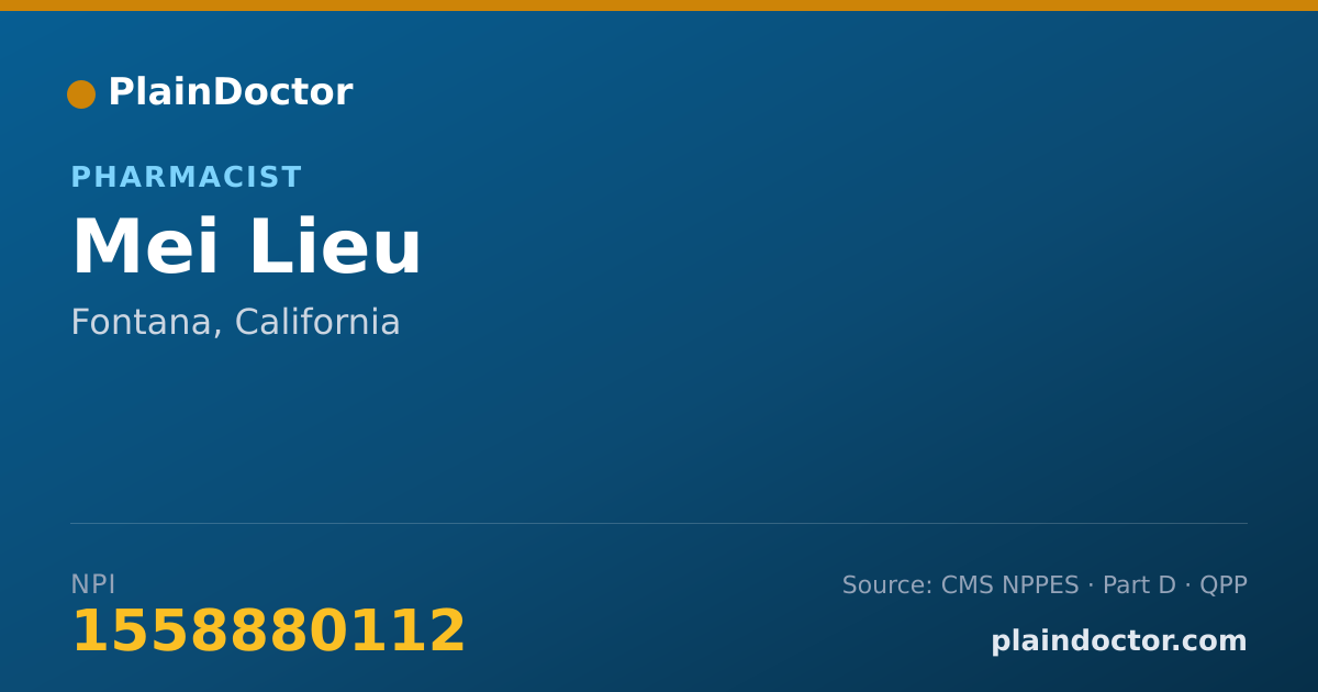 Shareable card for Mei Lieu - Pharmacist, Fontana, CA