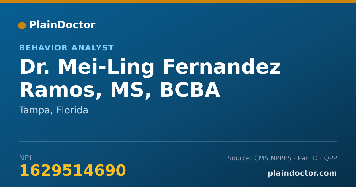 Shareable card for Mei-Ling Fernandez Ramos, MS, BCBA - Behavior Analyst, Tampa, FL