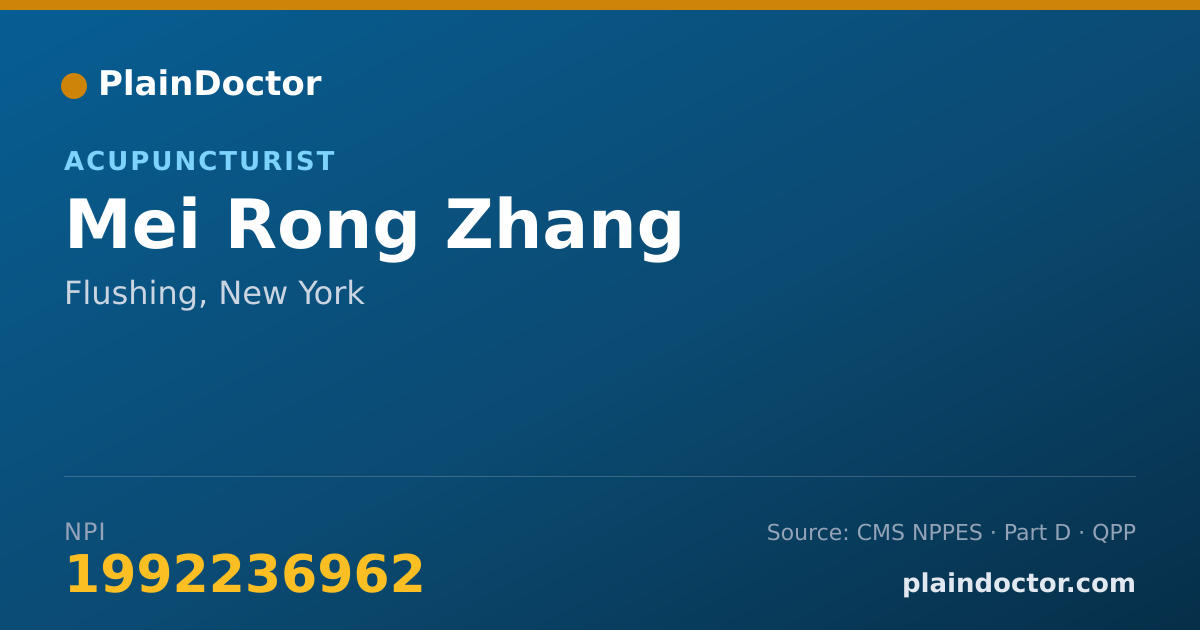 Shareable card for Mei Rong Zhang - Acupuncturist, Flushing, NY