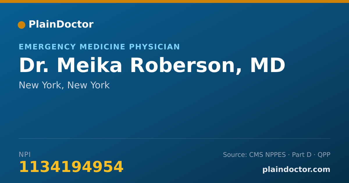 Shareable card for Meika Roberson, MD - Emergency Medicine Physician, New York, NY