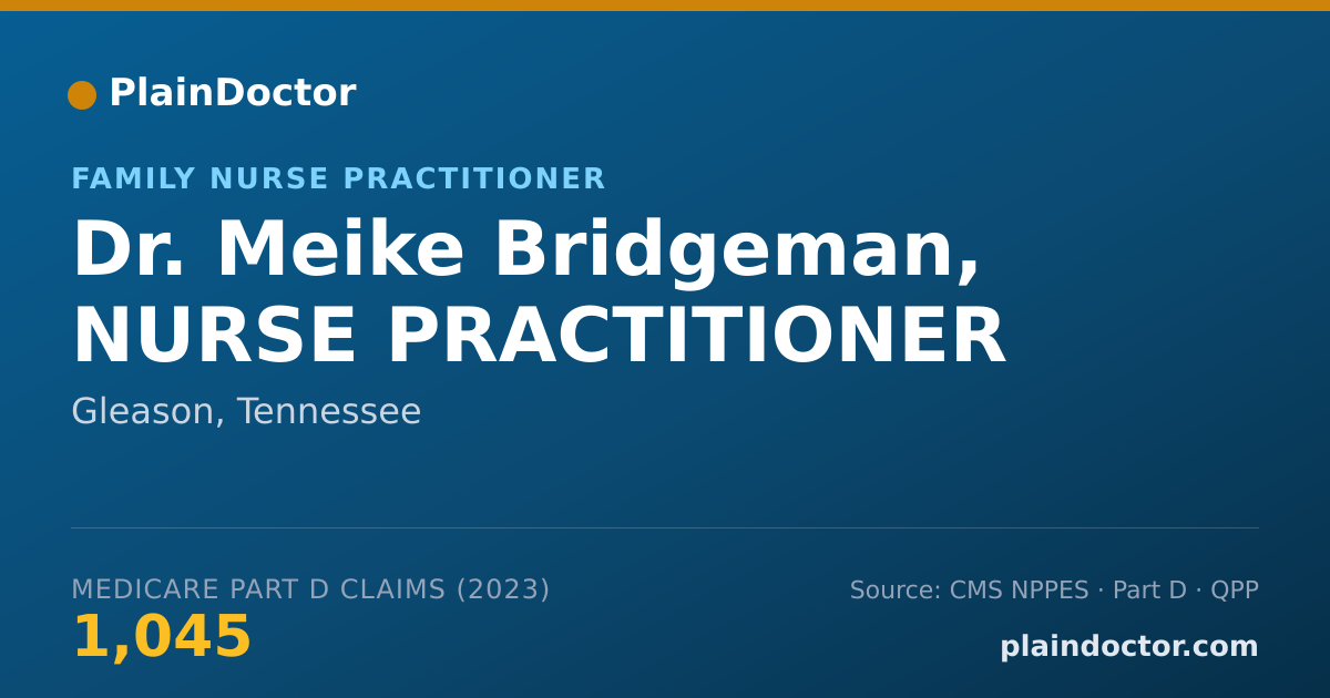 Shareable card for Meike Bridgeman, NURSE PRACTITIONER - Family Nurse Practitioner, Gleason, TN