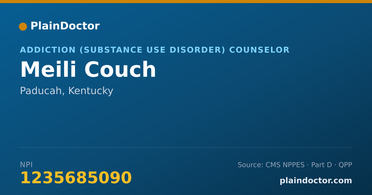 Shareable card for Meili Couch - Addiction (Substance Use Disorder) Counselor, Paducah, KY