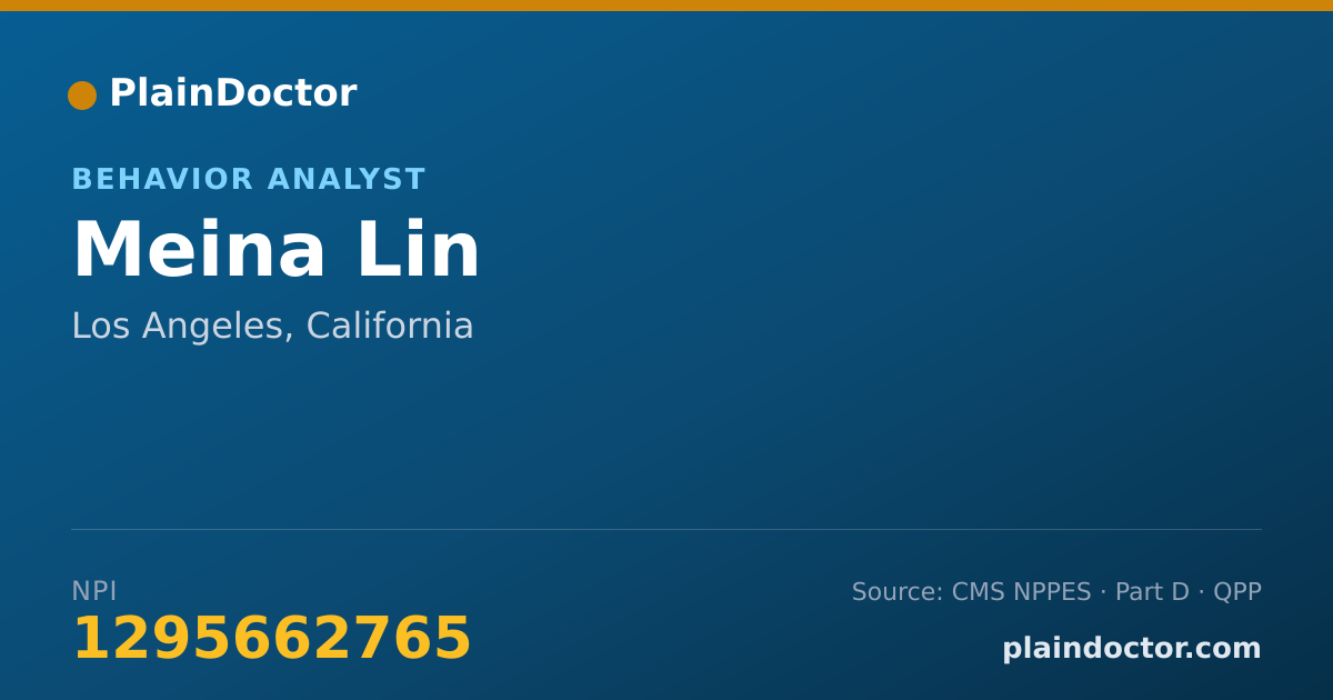 Shareable card for Meina Lin - Behavior Analyst, Los Angeles, CA
