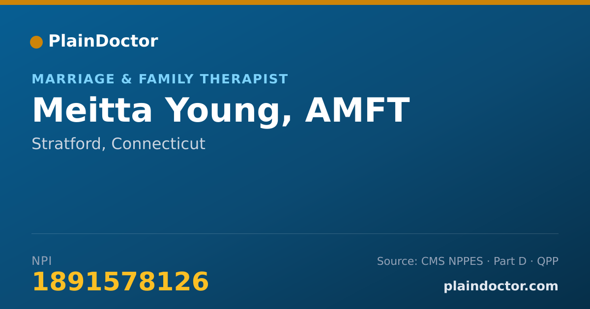 Shareable card for Meitta Young, AMFT - Marriage & Family Therapist, Stratford, CT