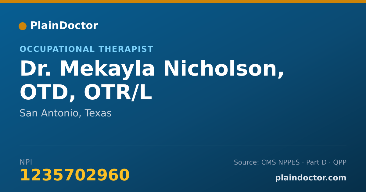 Shareable card for Mekayla Nicholson, OTD, OTR/L - Occupational Therapist, San Antonio, TX