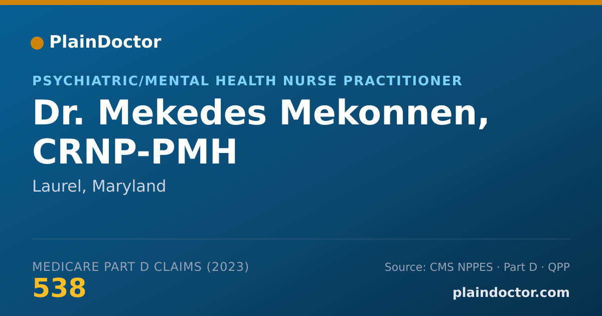 Shareable card for Mekedes Mekonnen, CRNP-PMH - Psychiatric/Mental Health Nurse Practitioner, Laurel, MD