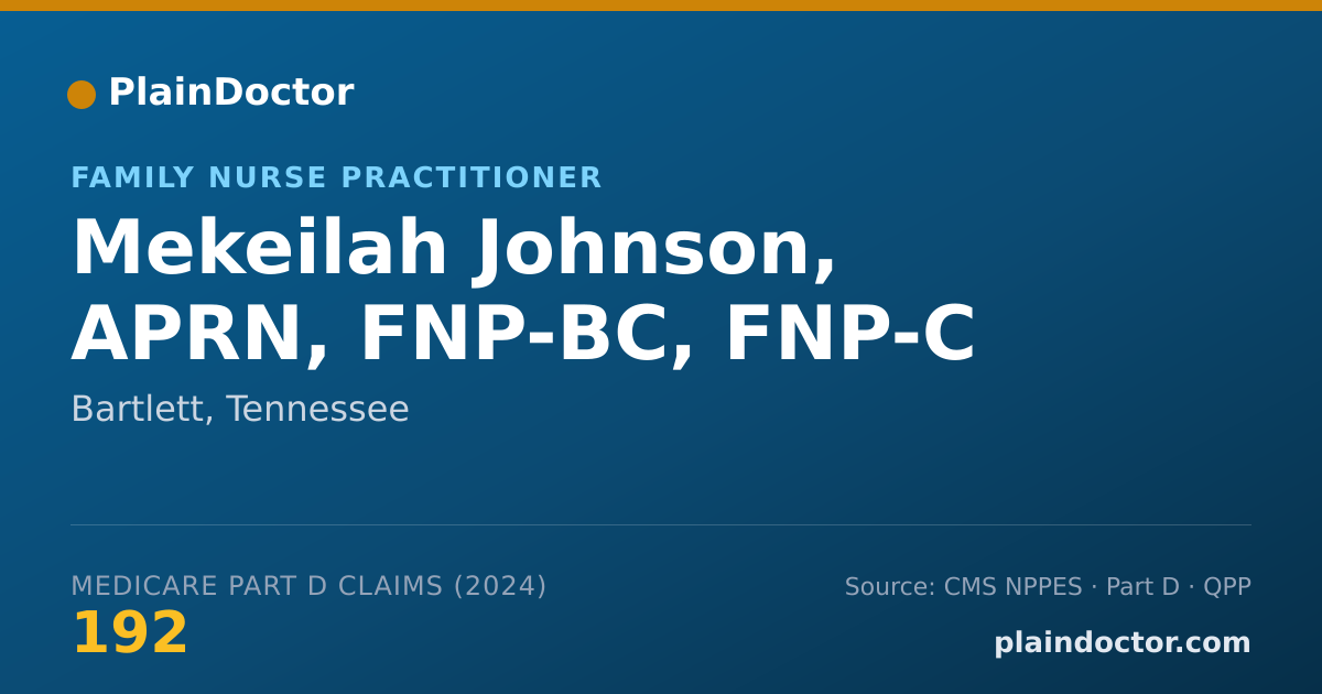 Shareable card for Mekeilah Johnson, APRN, FNP-BC, FNP-C - Family Nurse Practitioner, Bartlett, TN