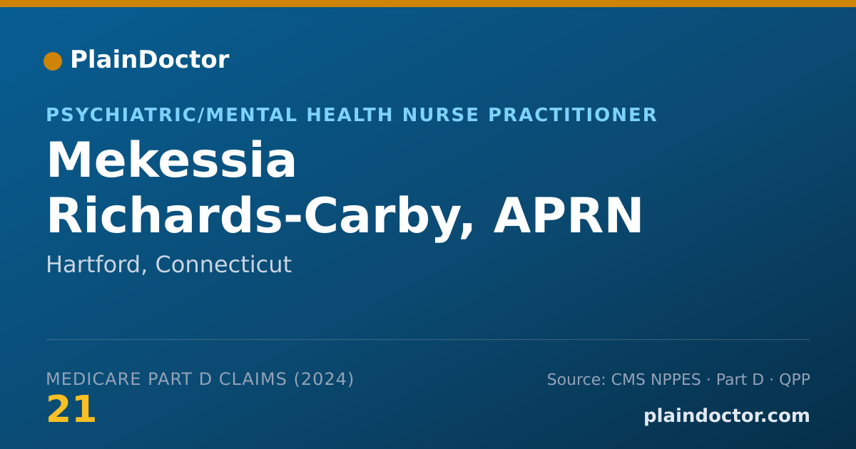 Shareable card for Mekessia Richards-Carby, APRN - Psychiatric/Mental Health Nurse Practitioner, Hartford, CT
