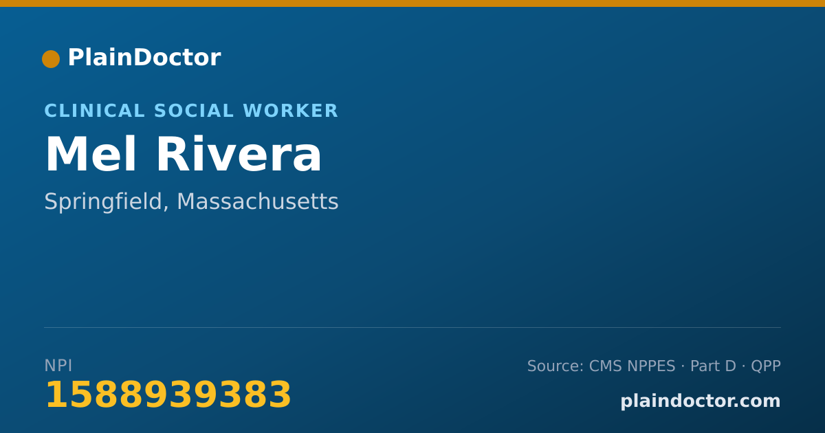 Shareable card for Mel Rivera - Clinical Social Worker, Springfield, MA