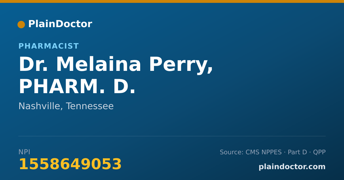 Shareable card for Melaina Perry, PHARM. D. - Pharmacist, Nashville, TN