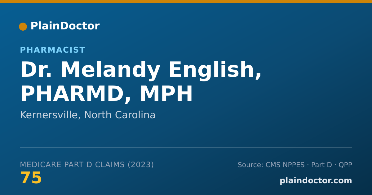 Shareable card for Melandy English, PHARMD, MPH - Pharmacist, Kernersville, NC