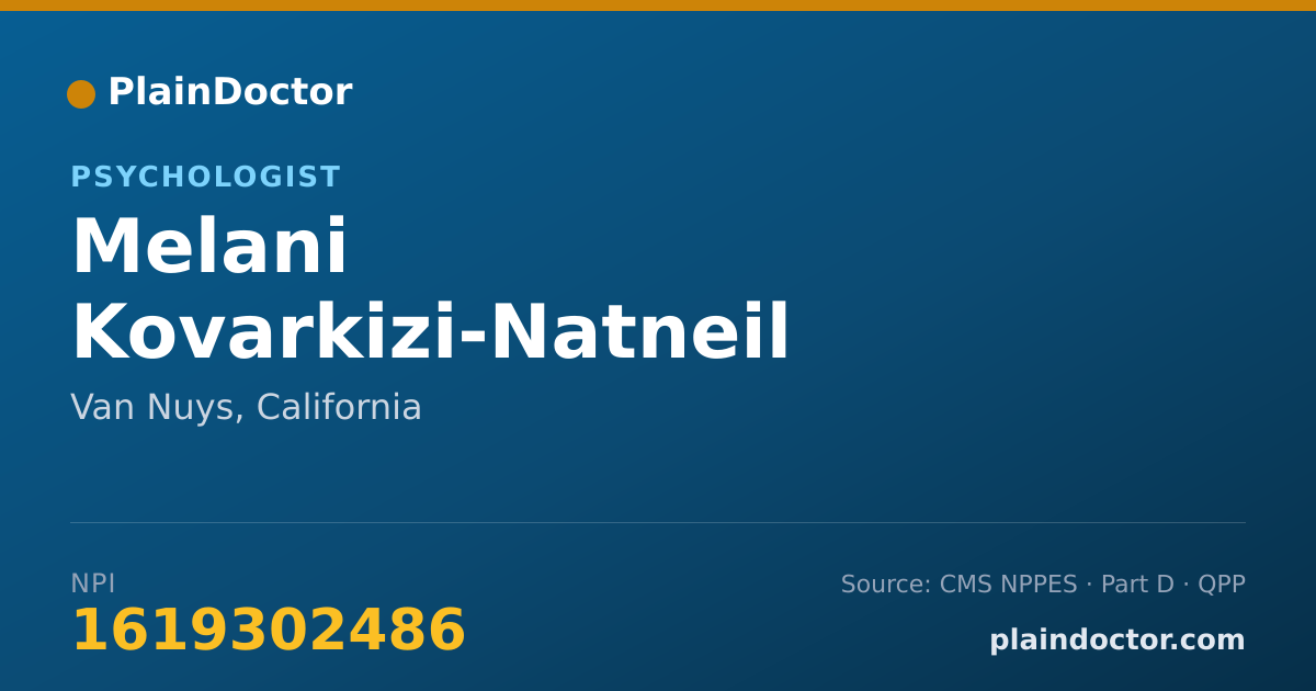 Shareable card for Melani Kovarkizi-Natneil - Psychologist, Van Nuys, CA