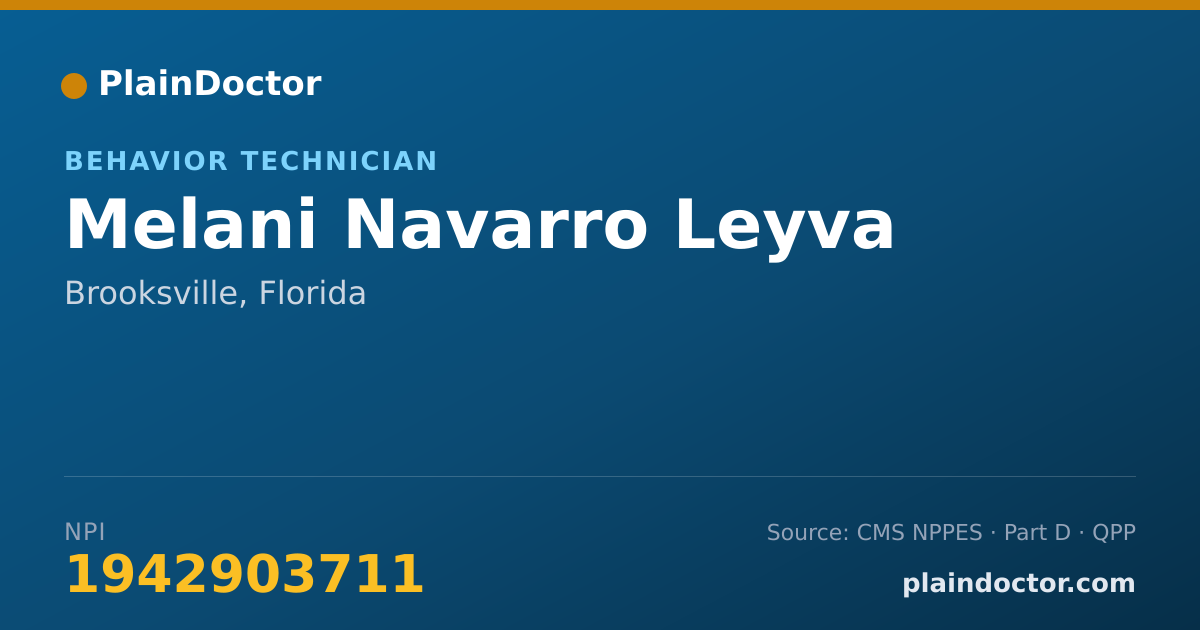 Shareable card for Melani Navarro Leyva - Behavior Technician, Brooksville, FL