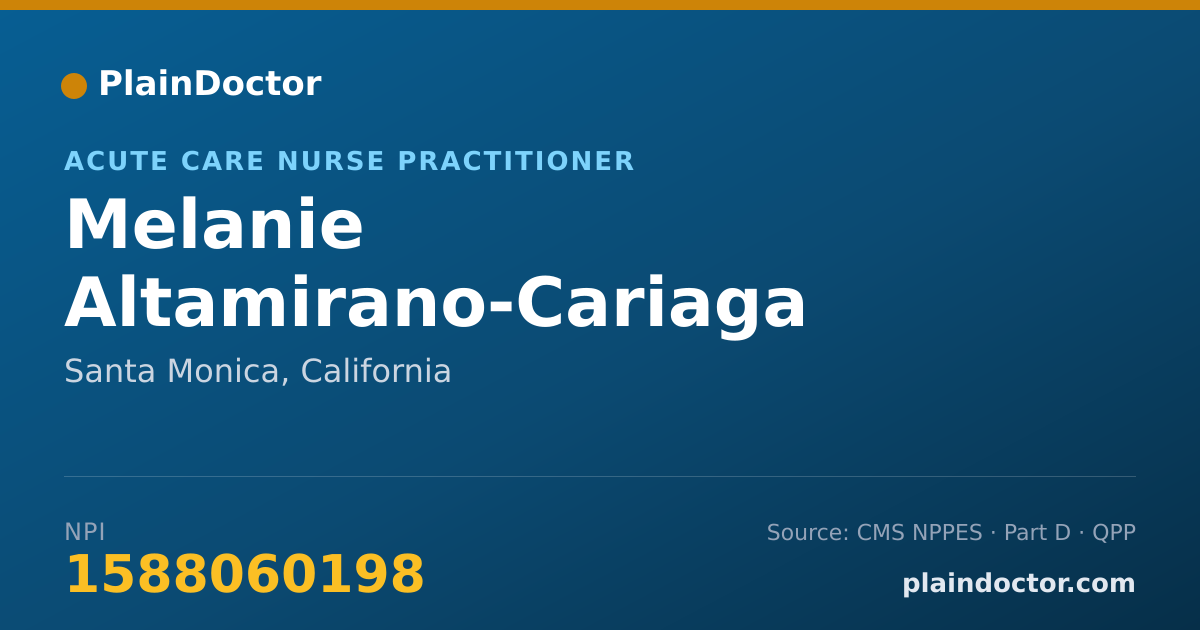 Shareable card for Melanie Altamirano-Cariaga - Acute Care Nurse Practitioner, Santa Monica, CA