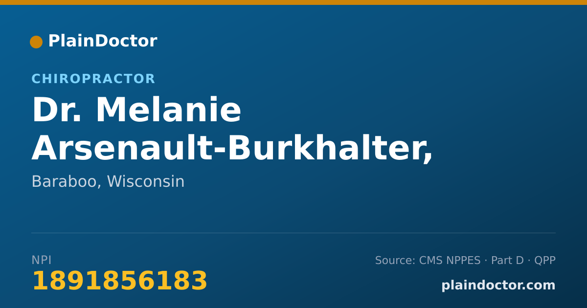 Shareable card for Melanie Arsenault-Burkhalter, D.C. - Chiropractor, Baraboo, WI