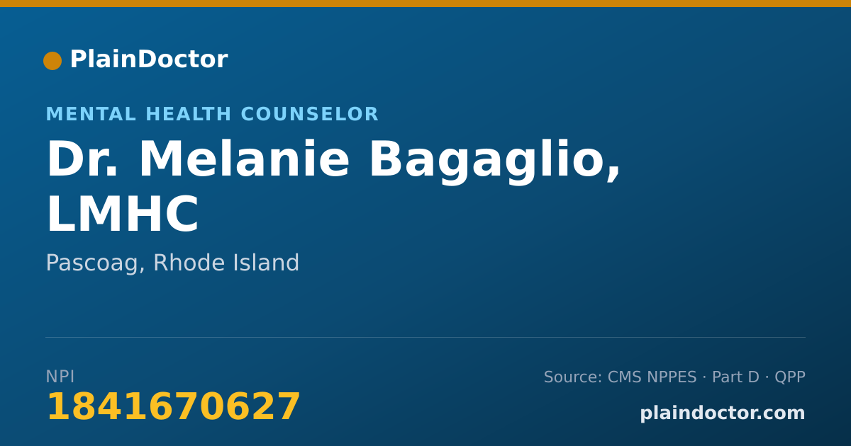 Shareable card for Melanie Bagaglio, LMHC - Mental Health Counselor, Pascoag, RI