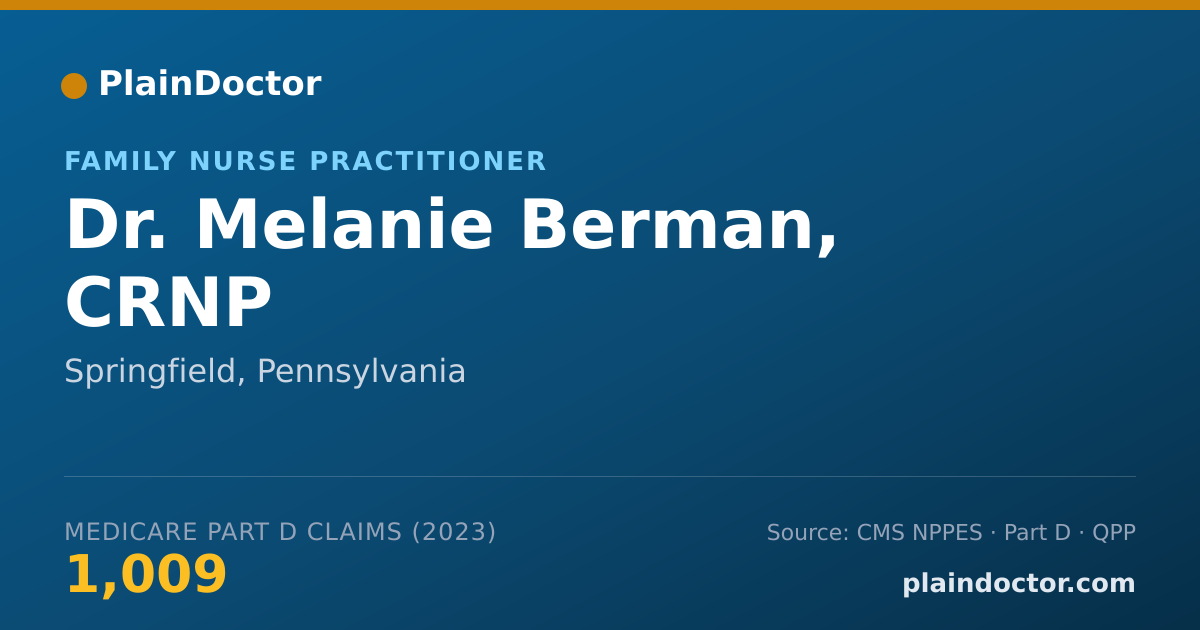 Shareable card for Melanie Berman, CRNP - Family Nurse Practitioner, Springfield, PA