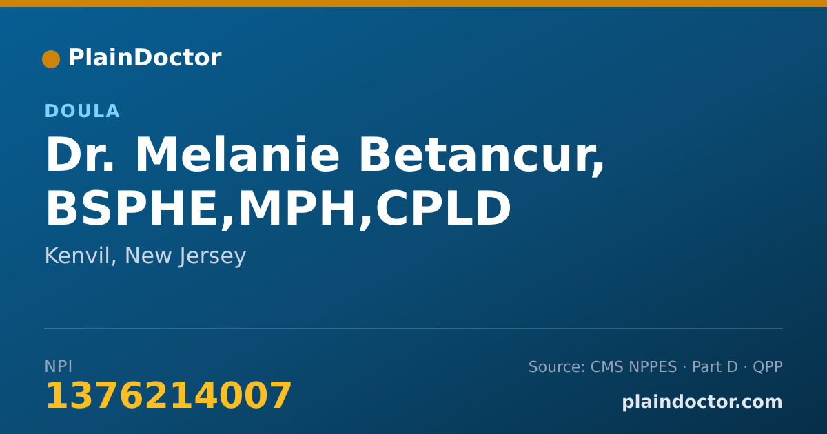 Shareable card for Melanie Betancur, BSPHE,MPH,CPLD - Doula, Kenvil, NJ