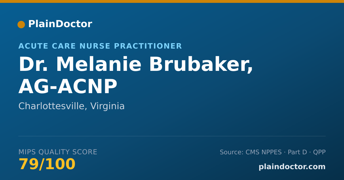 Shareable card for Melanie Brubaker, AG-ACNP - Acute Care Nurse Practitioner, Charlottesville, VA