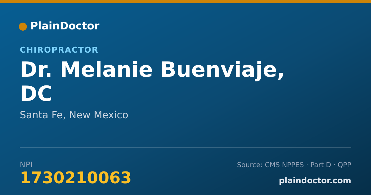 Shareable card for Melanie Buenviaje, DC - Chiropractor, Santa Fe, NM