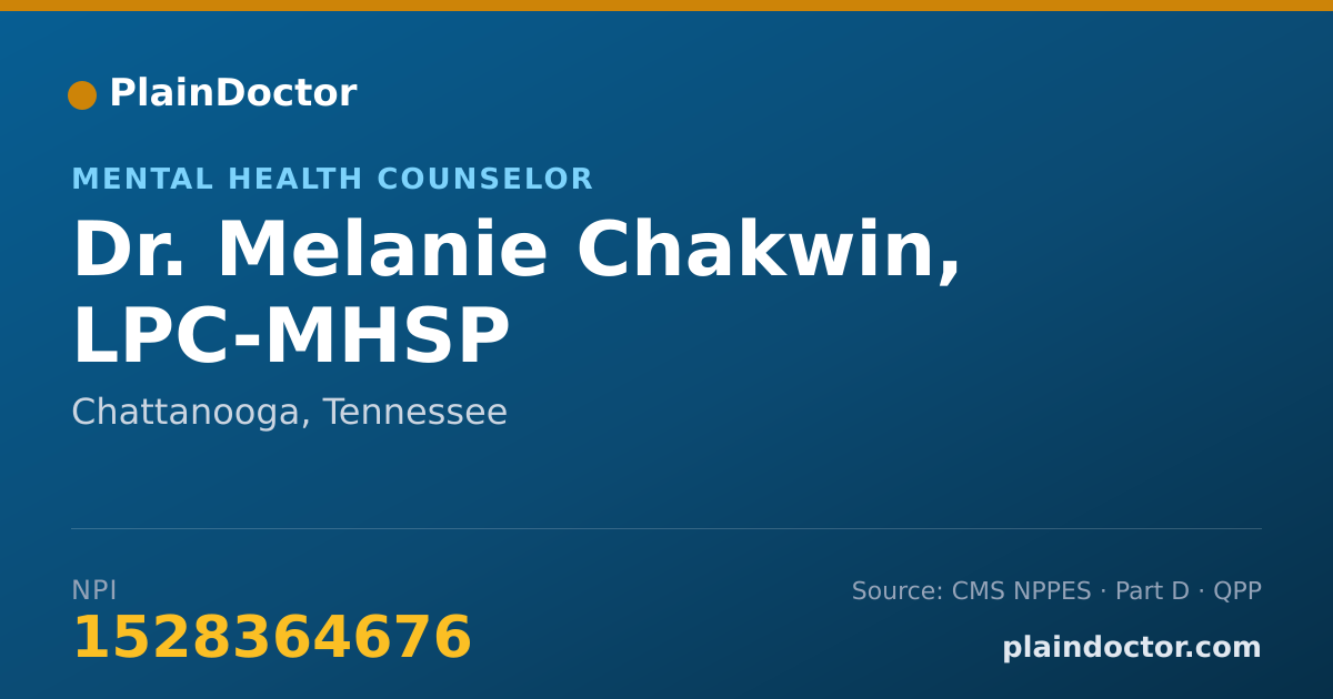 Shareable card for Melanie Chakwin, LPC-MHSP - Mental Health Counselor, Chattanooga, TN