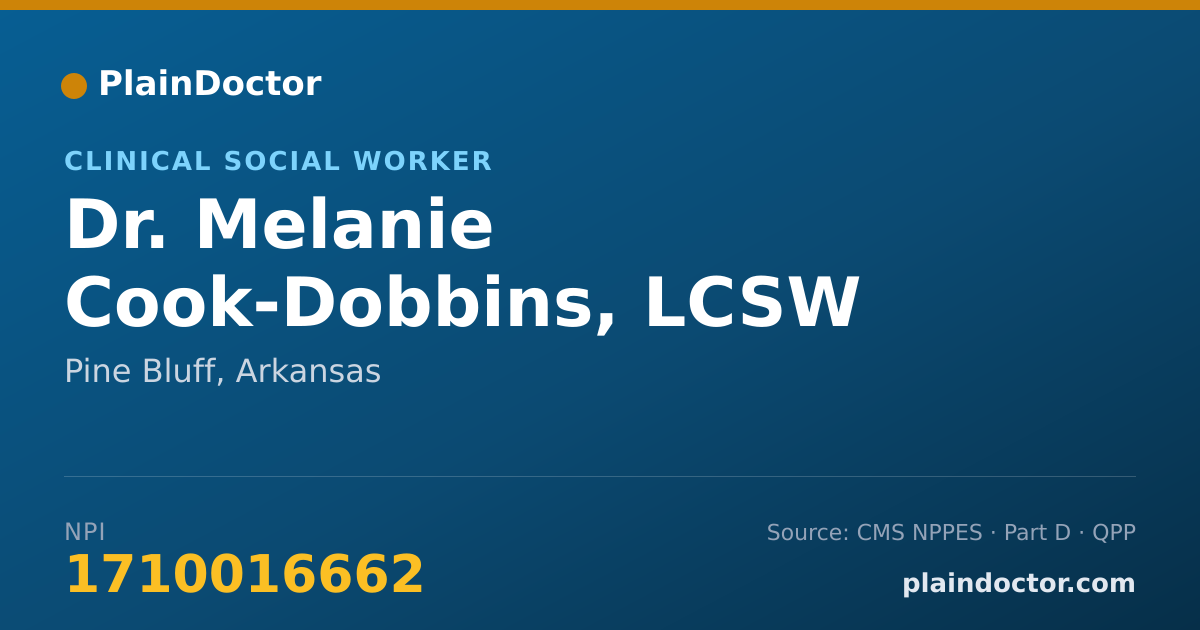 Shareable card for Melanie Cook-Dobbins, LCSW - Clinical Social Worker, Pine Bluff, AR