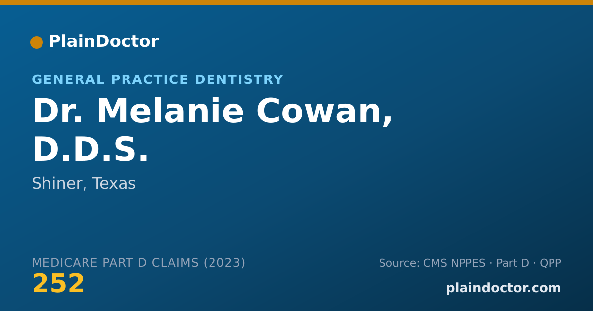 Shareable card for Melanie Cowan, D.D.S. - General Practice Dentistry, Shiner, TX