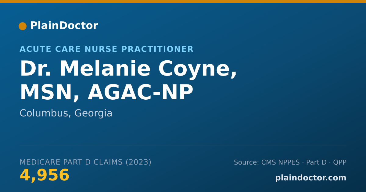 Shareable card for Melanie Coyne, MSN, AGAC-NP - Acute Care Nurse Practitioner, Columbus, GA