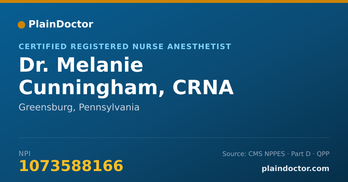 Shareable card for Melanie Cunningham, CRNA - Certified Registered Nurse Anesthetist, Greensburg, PA