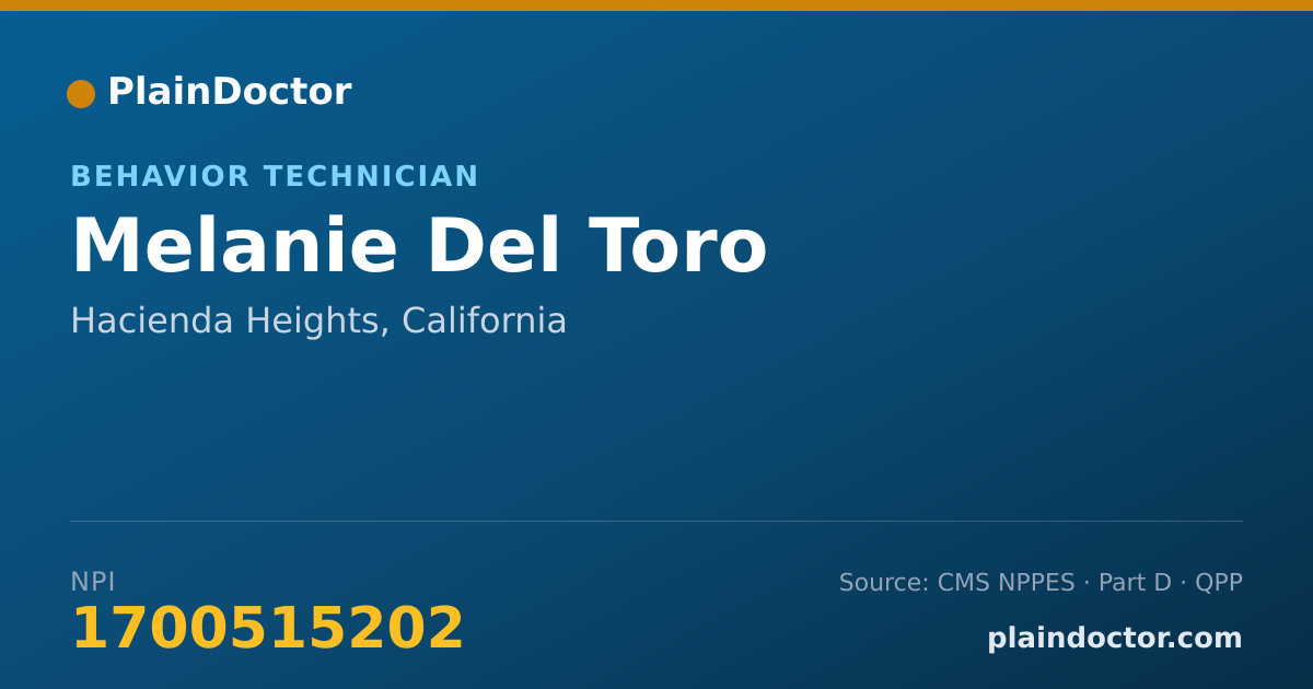 Shareable card for Melanie Del Toro - Behavior Technician, Hacienda Heights, CA
